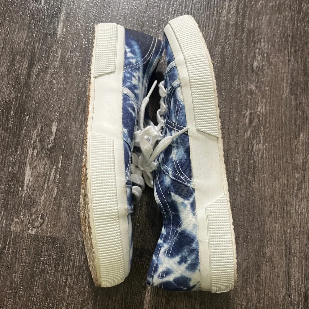 Superga Tie Dye Canvas Sneakers Women Blue White Low Top Shoes EU 39.5 / US 8.5